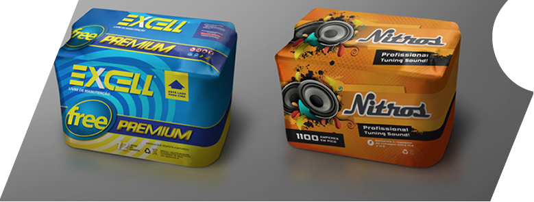 Baterias de som para carros da marca Excell e Nitros